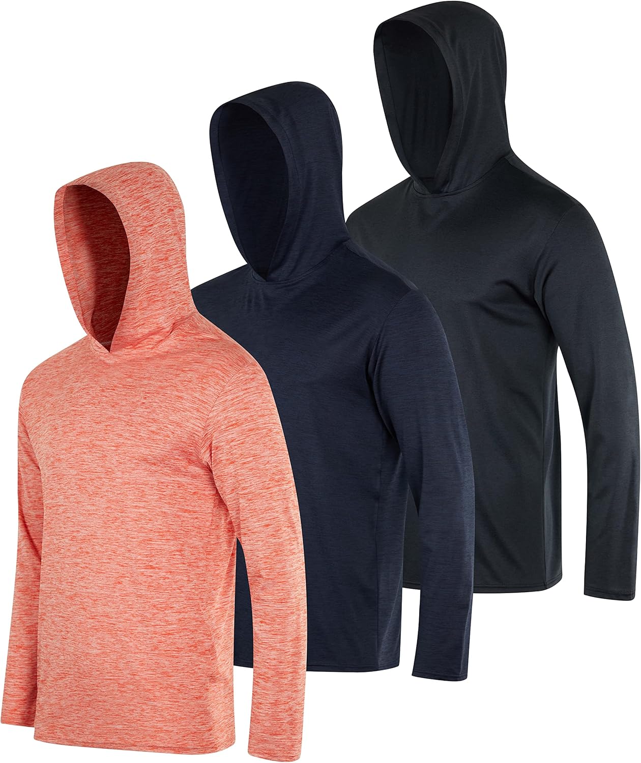 Men's Dry Fit Wicking Long Sleeve Fishing Hoodie Pullover 3 Pack