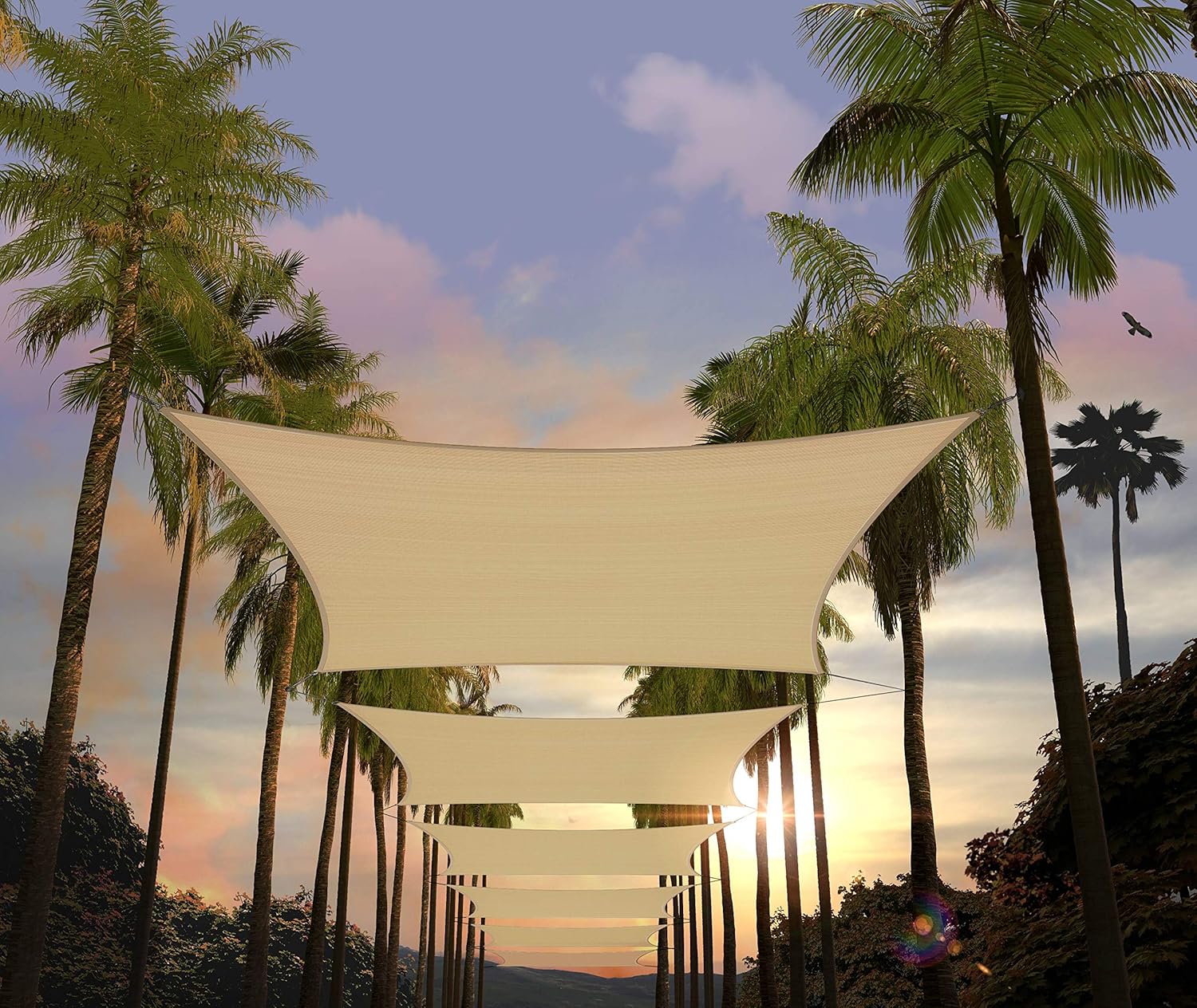 Custom Size 22ft x 23ft Beige Rectangle Sun Shade Sail for All