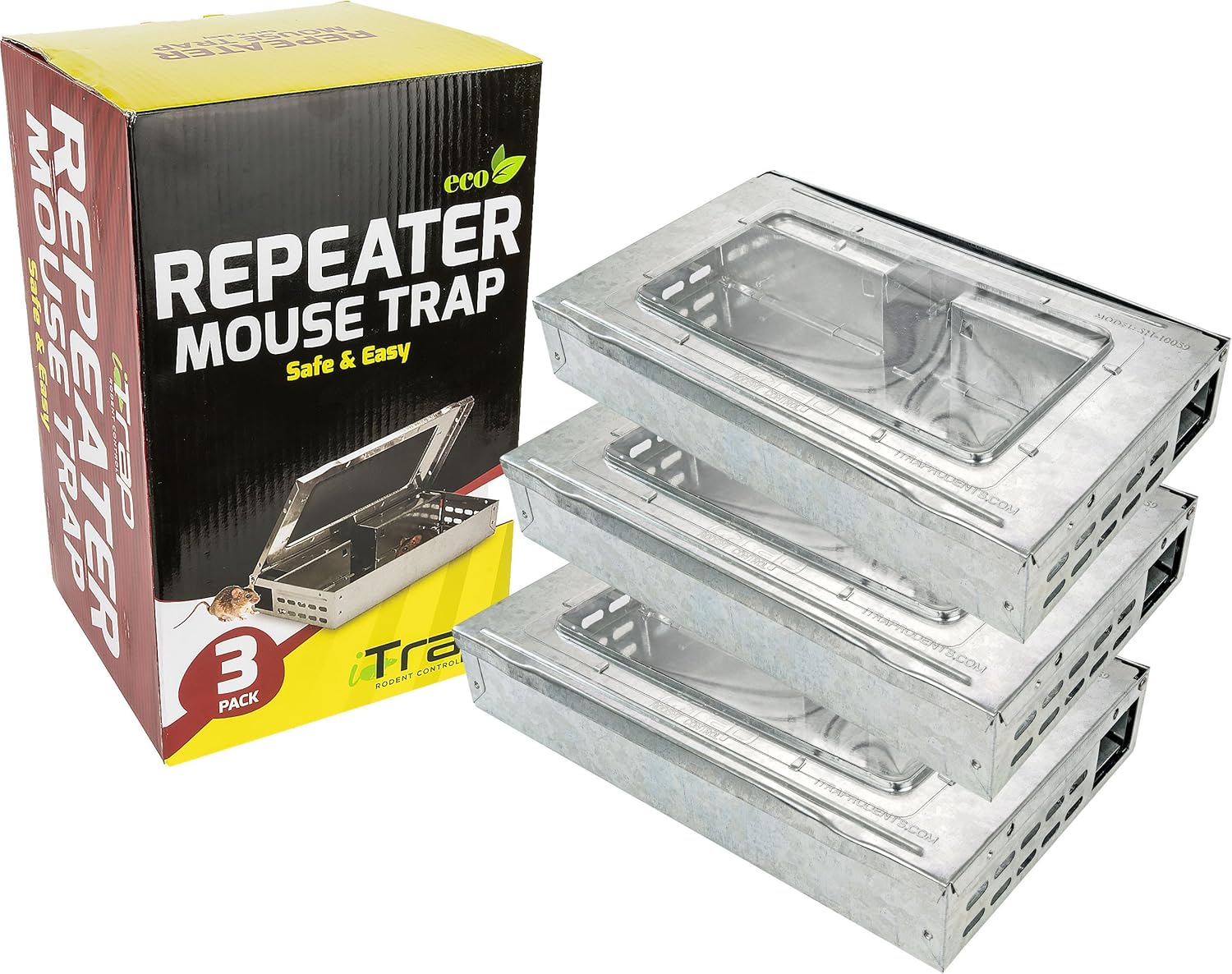 Triple-Pack Humane Mouse Traps by iTrap for Clear Multi-Catch Rodent Control