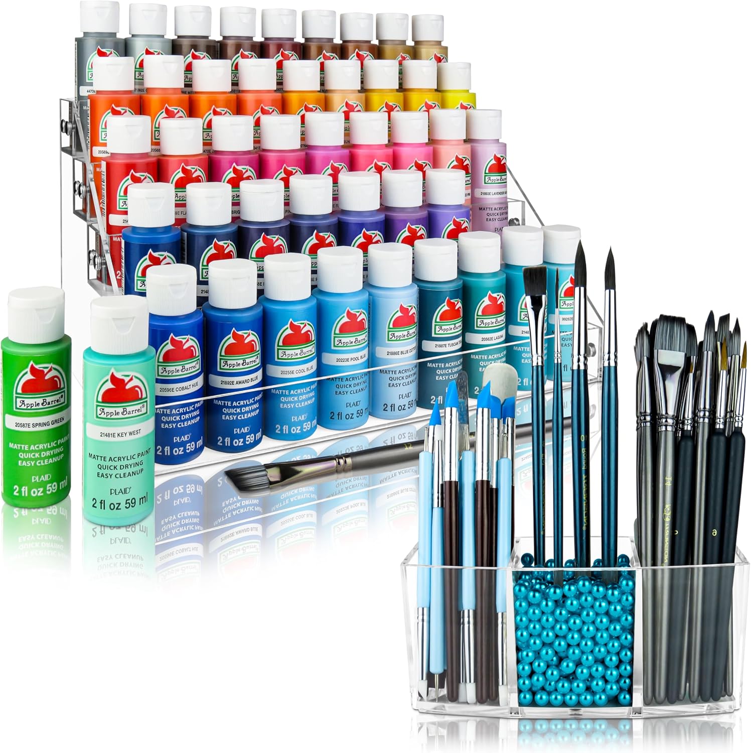 Acrylic Paint Organizer & Brush Holder Set for Craft Storage