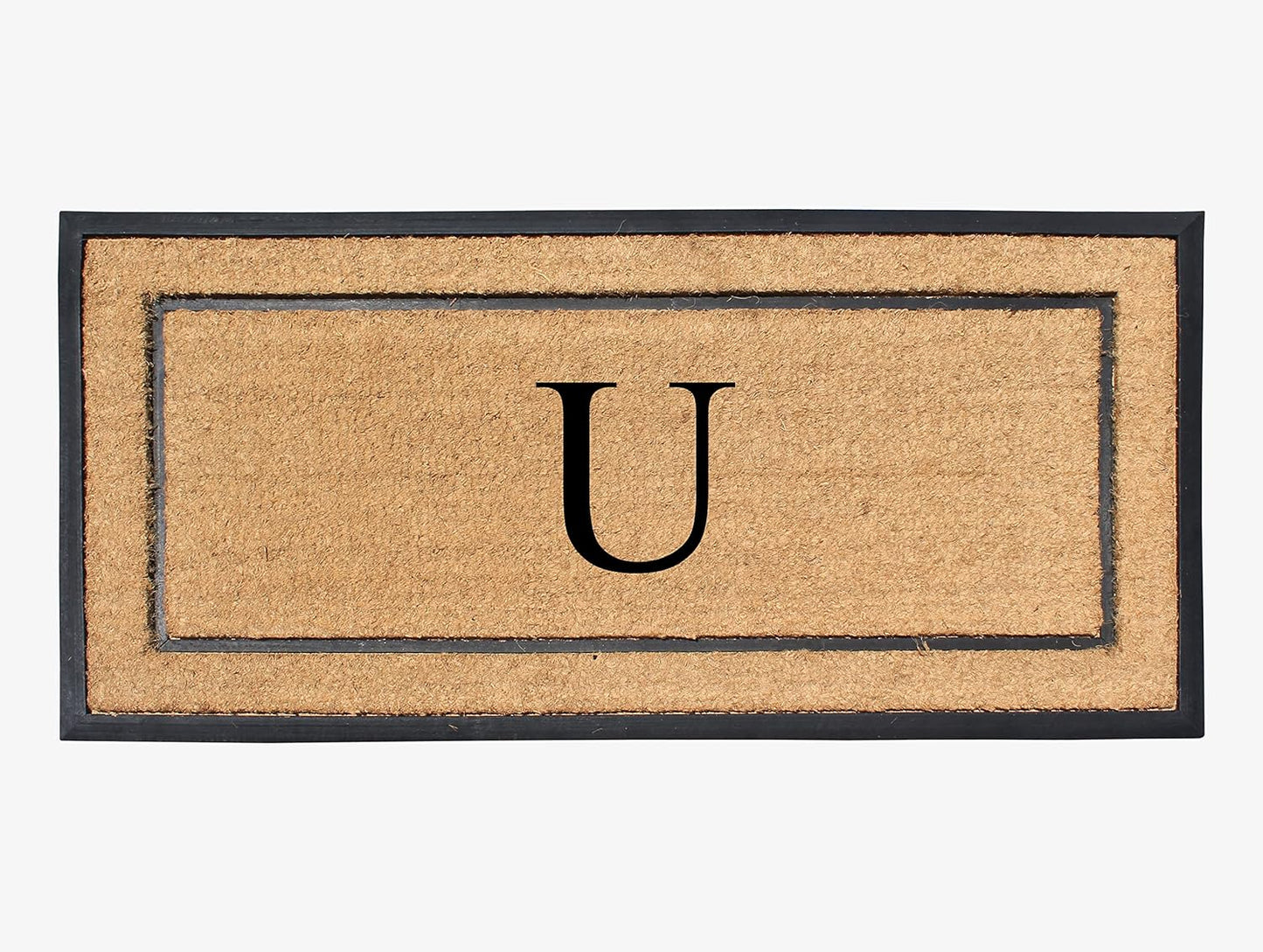 Natural Coir & Rubber Large Monogrammed Doormat for Entryways