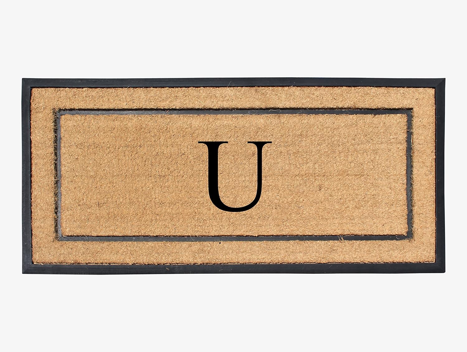 Natural Coir & Rubber Large Monogrammed Doormat for Entryways