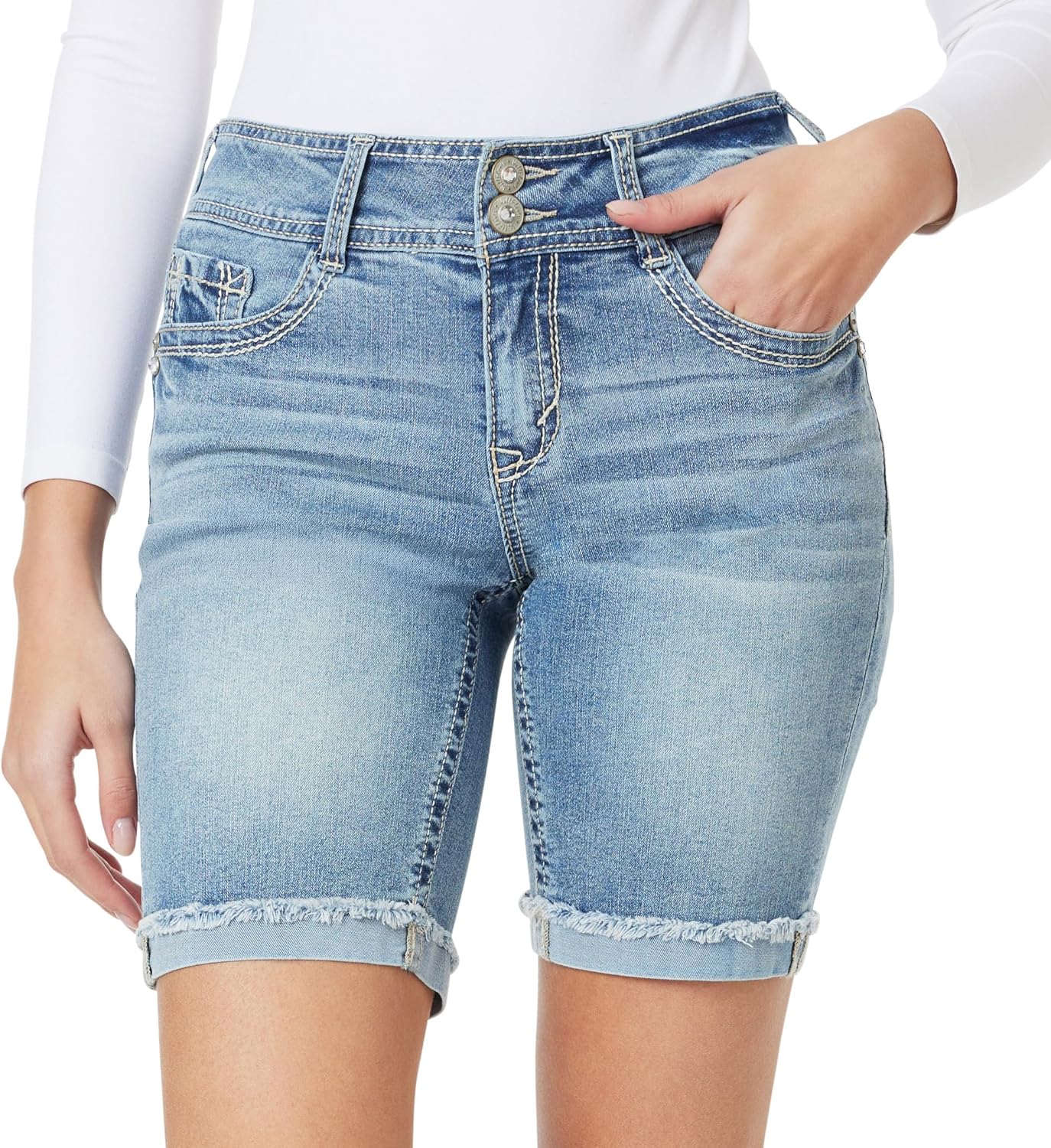 WallFlower Women's Luscious Curvy 9-inch Mid-Rise Bermuda Shorts