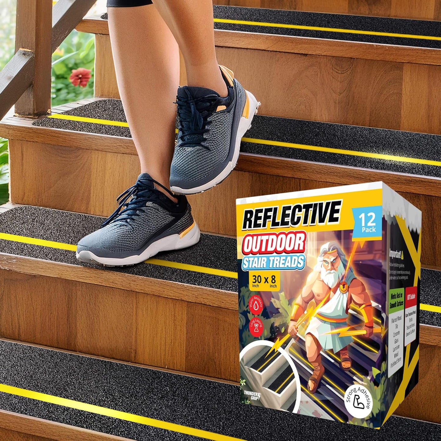 Reflective Grip Tape for Stairs - Non-Slip Outdoor Treads