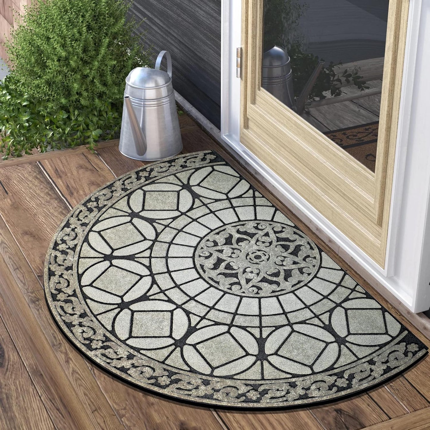 MANO Heavy Duty Front Door Mat Outdoor Half Circle Rug 21x33
