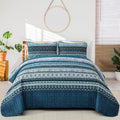 Blue Boho Quilt Set Twin Size - Lightweight All-Season Quilt