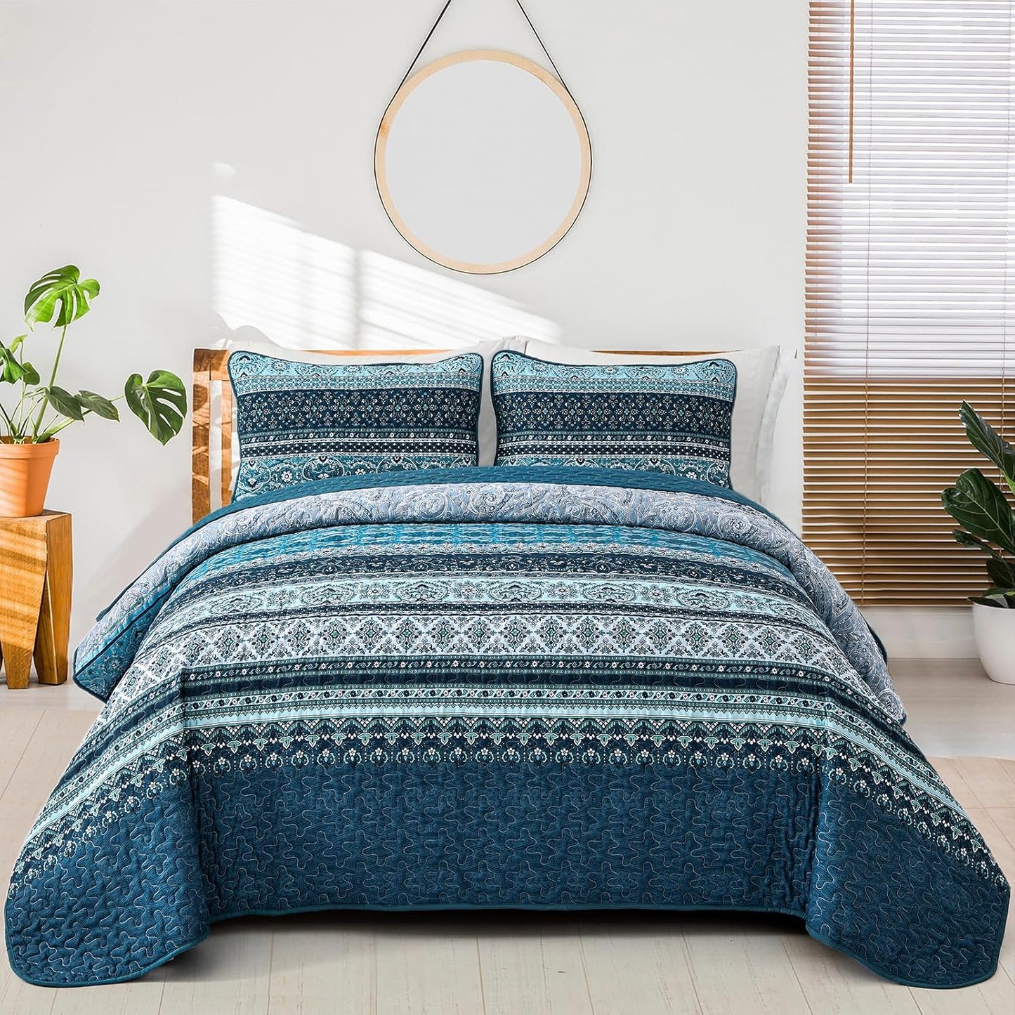 Boho Quilt Set Twin Size for All Season by WONGS BEDDING