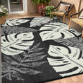 8 x 10 Outdoor Rug Waterproof Reversible Palm Leaf - Black Beige