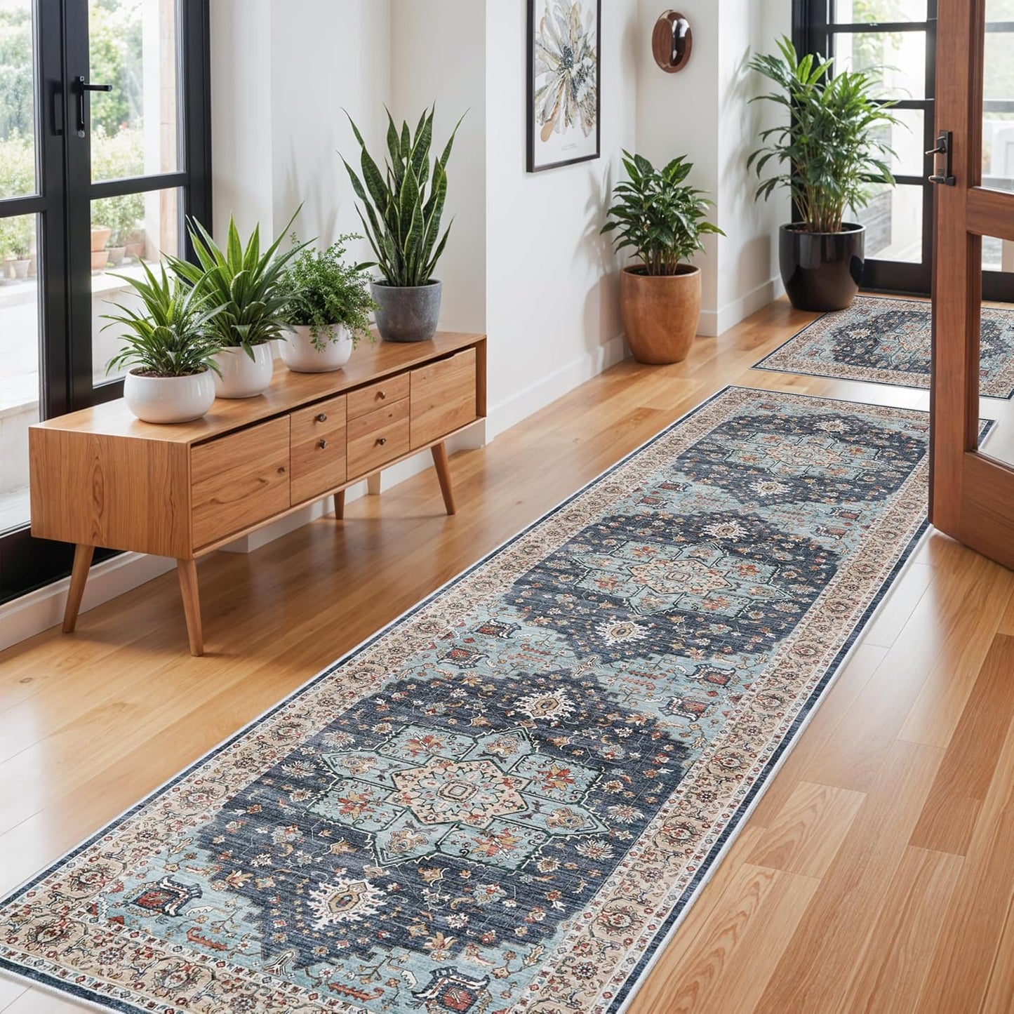 Washable Oriental Hallway Runner Rug - Soft Carpet for Home
