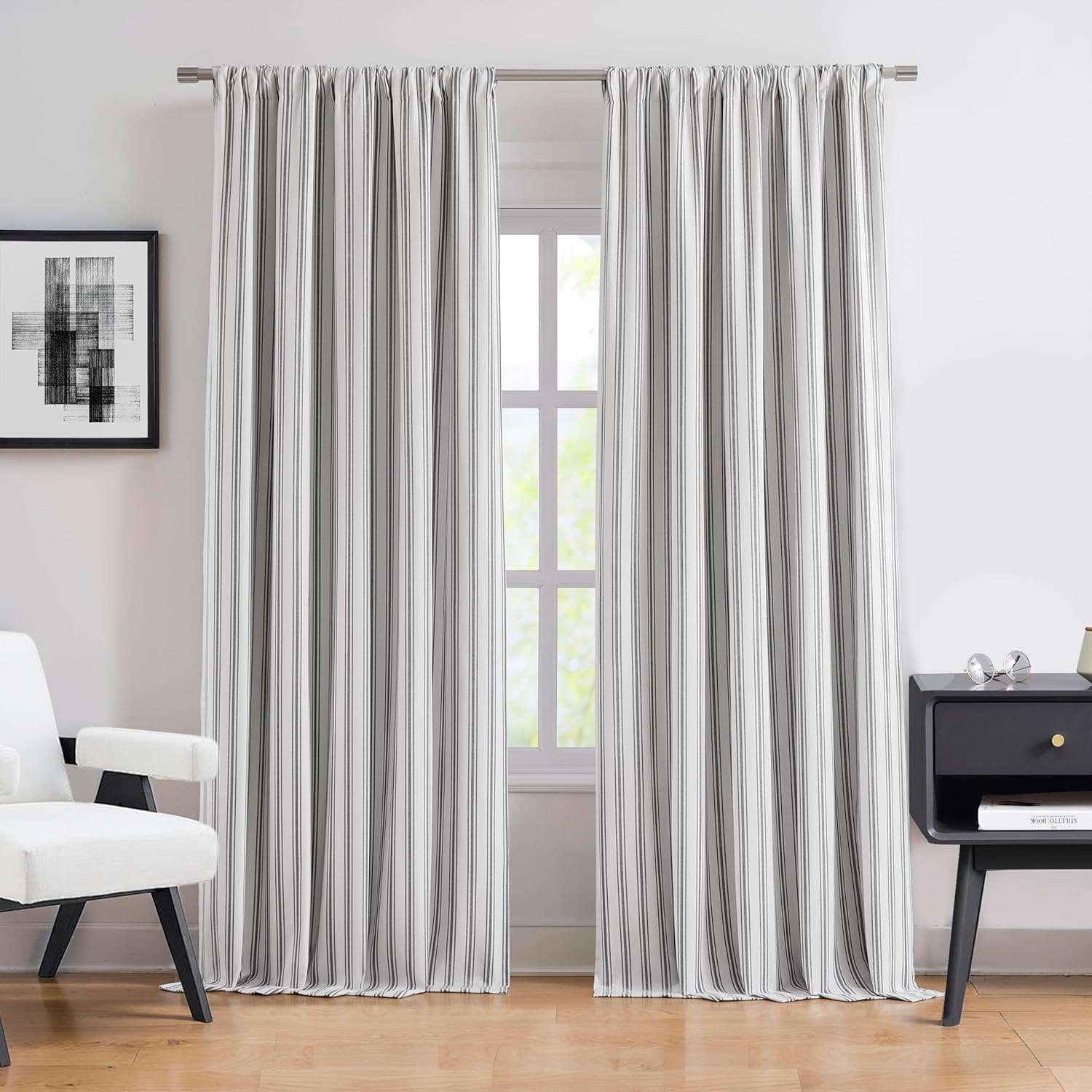 90 Inches Long Striped Blackout Curtain Panels for Modern Homes