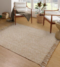 4' x 6' Tan/Cream Cotton Rug with Tassel