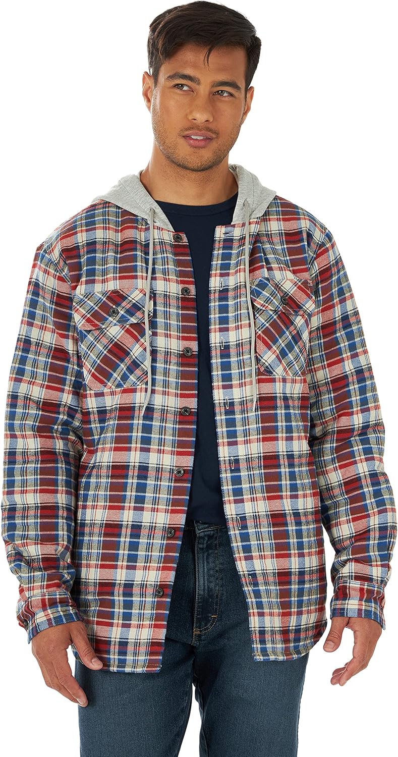 Wrangler Authentics Men's Long Sleeve Quilted Flannel Shirt Jacket