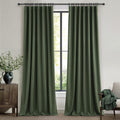 Extra Long 132 in Dark Olive Green Blackout Curtains - Heavyweight