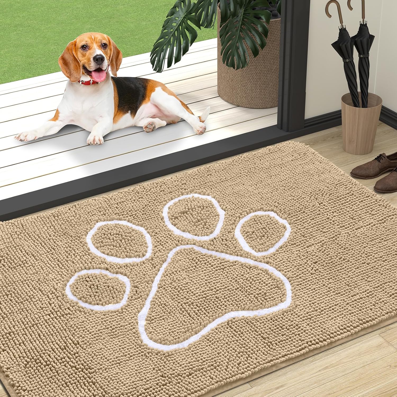 OLANLY Ultra Absorbent Chenille Door Mat for Muddy Dog Paws