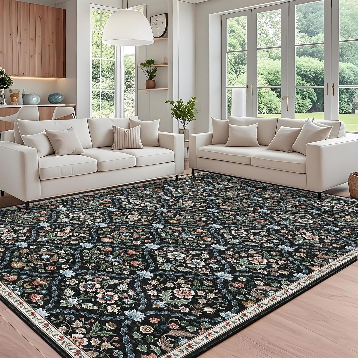 8x10 Area Rug Machine Washable Moroccan Trellis Design for Home