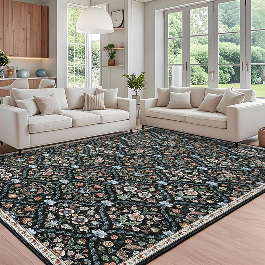 8x10 Area Rug Machine Washable Moroccan Trellis Design for Home