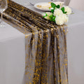 Black and Gold Cheesecloth Table Runner 10 ft - Elegant Sparkle Decor