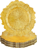 12PCS Bright Gold Charger Plates 13in Round Plastic Chargers - Elegant