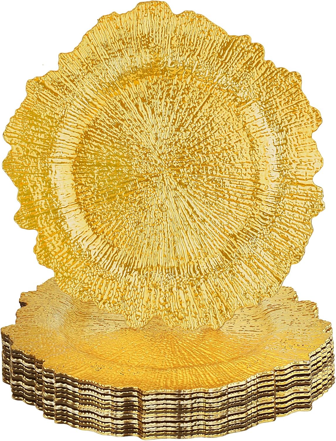 12PCS Bright Gold Charger Plates for Elegant Dining Events