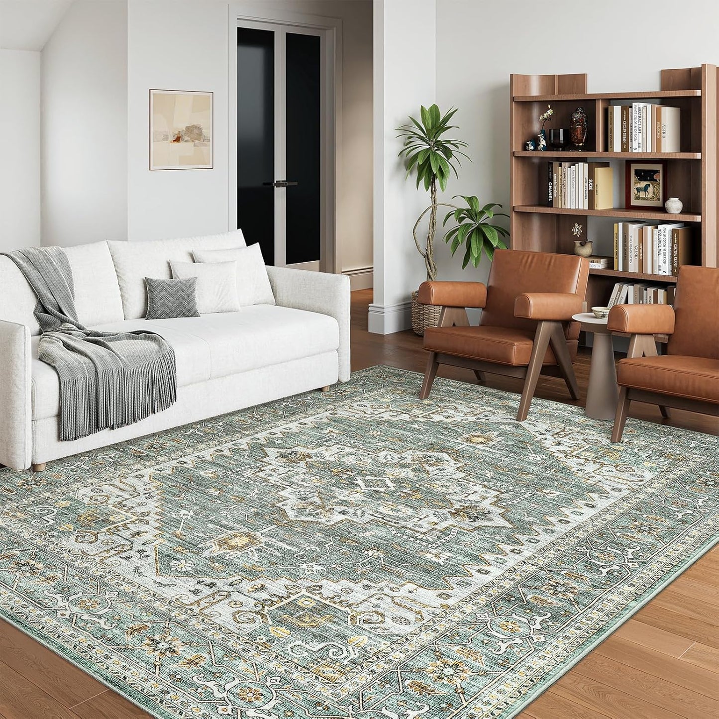 Washable Area Rug 5x7 for Living Room, Stain Resistant and Non-Slip
