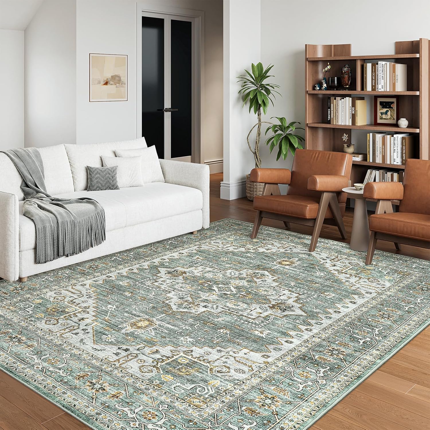 Washable Area Rug 5x7 for Living Room, Stain Resistant and Non-Slip