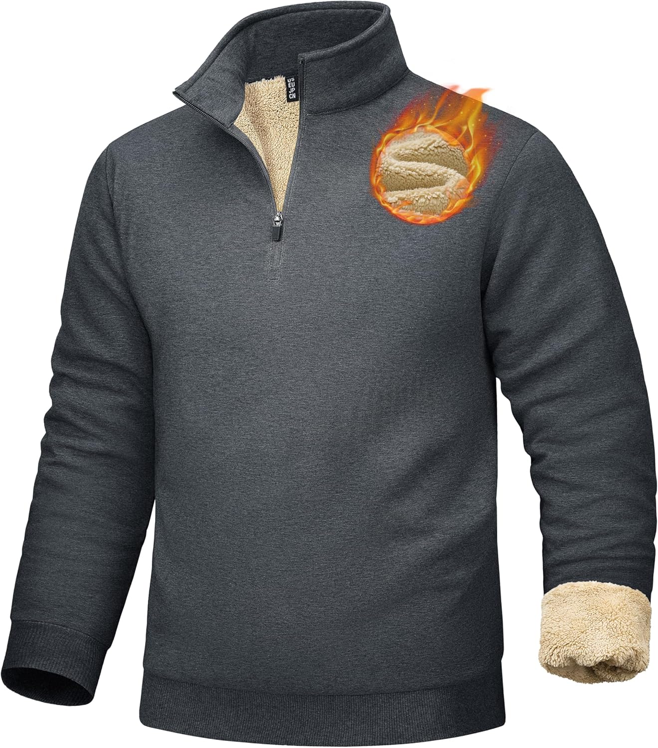 MAGCOMSEN Men's Sherpa Lined Quarter Zip Fleece Pullover