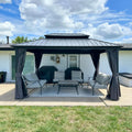PURPLE LEAF 10 ft x 14 ft Outdoor Gazebo - Double Roof Patio Shelter