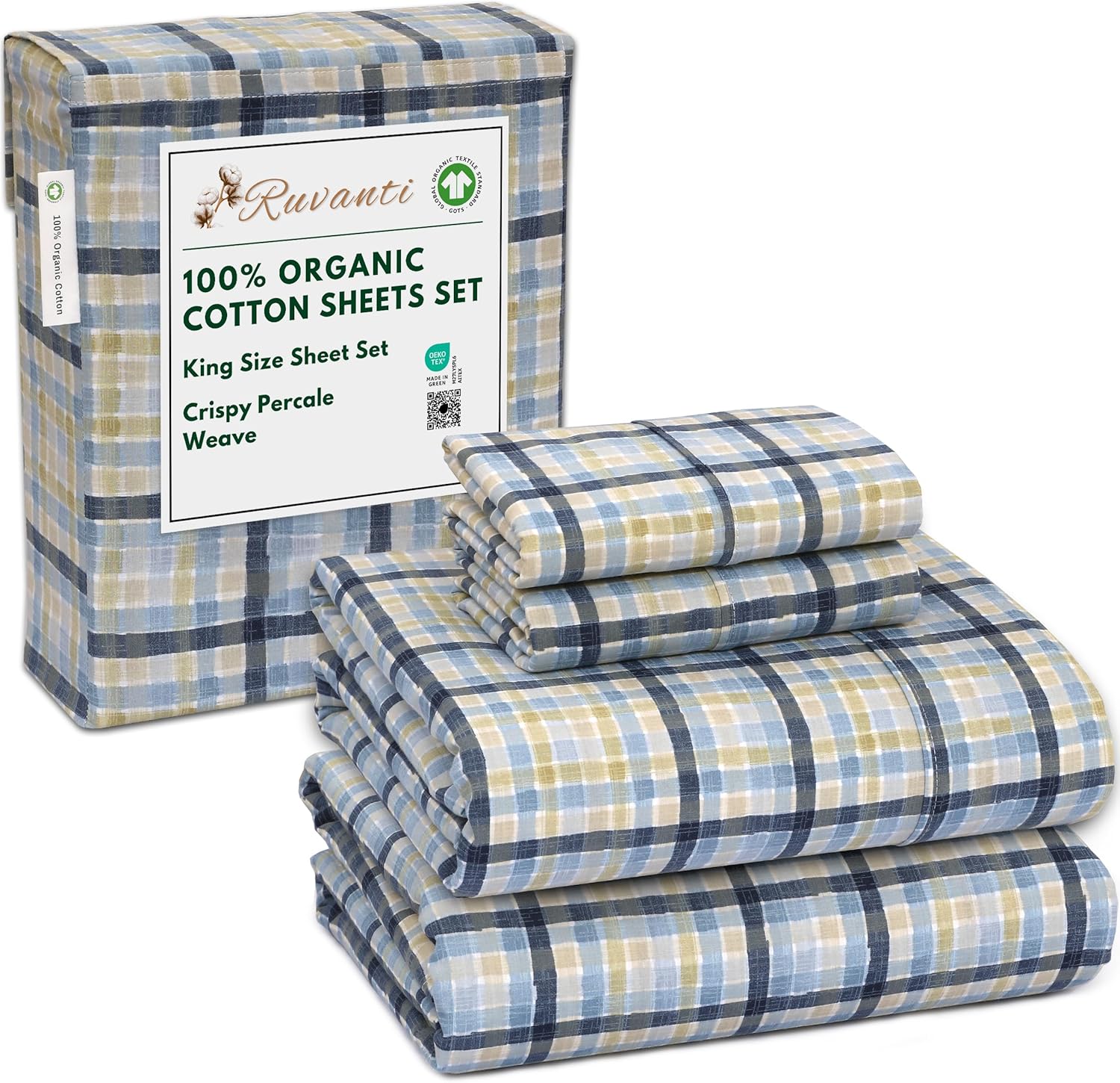 100% Organic Cotton King Size Sheets with Deep Pocket Fit