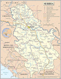 Large Political Map of Serbia Poster 24x31 - Laminated Wall Map