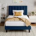 Allewie Twin Bed Frame with Velvet Upholstered Headboard