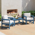 SERWALL 3 Piece HDPE Outdoor Sofa Bistro Set - Weatherproof Comfort