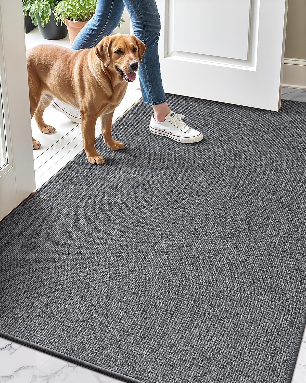 LUMI Indoor Door Mat 36in x 59in, Ultra Thin Non-Slip Doormat