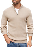 COOFANDY Men's Quarter Zip Sweater Slim Fit Mock Neck
