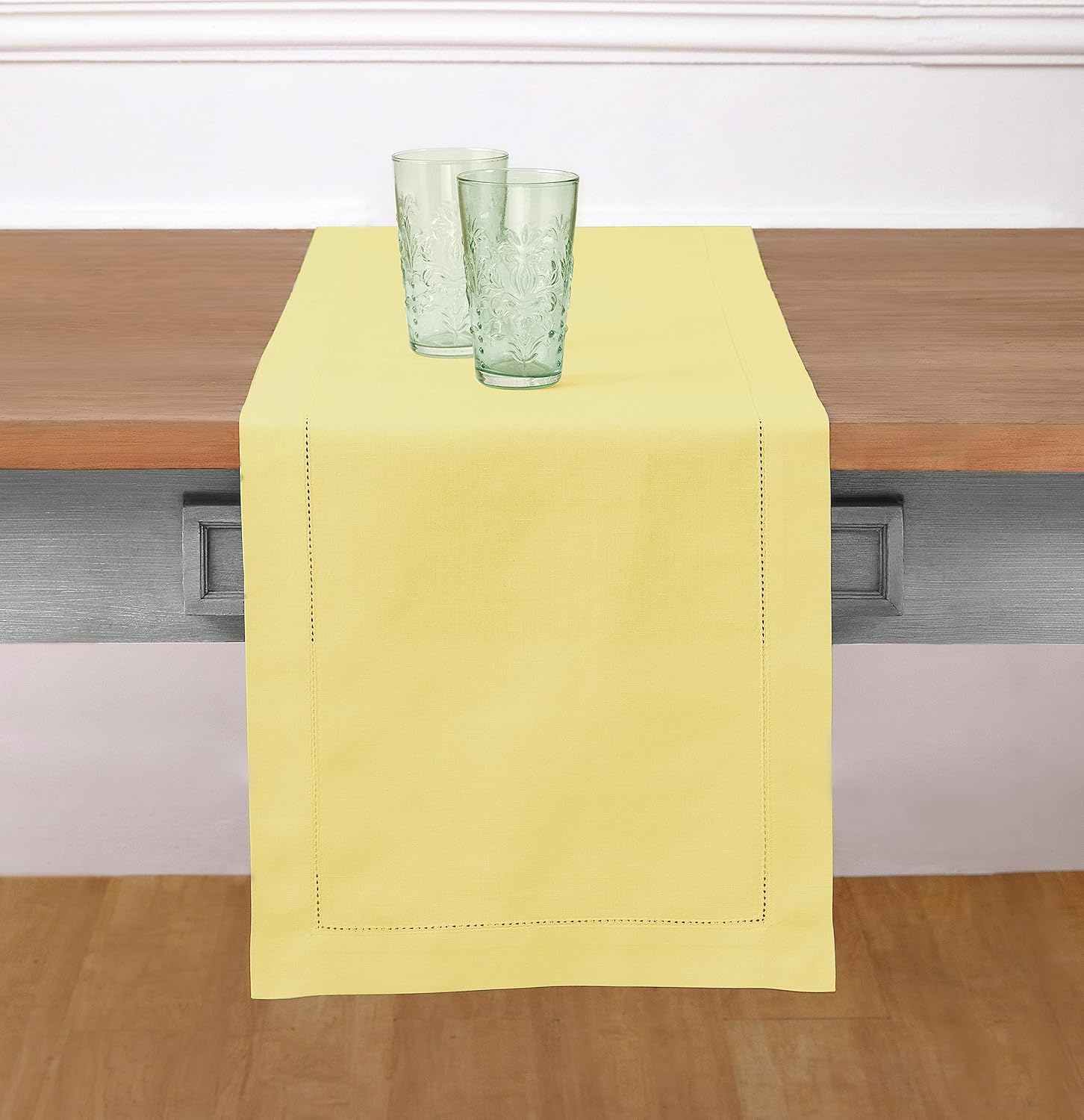 Cotton Linen Yellow Table Runner 14 x 120 Inches for Stylish Decor