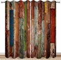 Rustic Wood Barn Door Blackout Curtains - Farmhouse Room Darkening