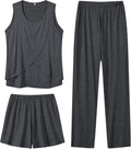 SWOMOG Women Maternity Pajama Set 3Pcs Nursing PJs - Double Layer