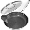 Frying Pan Non Stick 10 in with Stainless Steel Lid - Hybrid Skillet