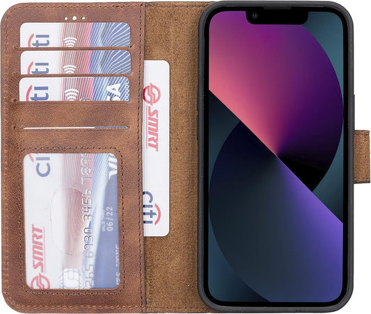 Genuine Leather Handmade Wallet Case for iPhone 13 Pro Max