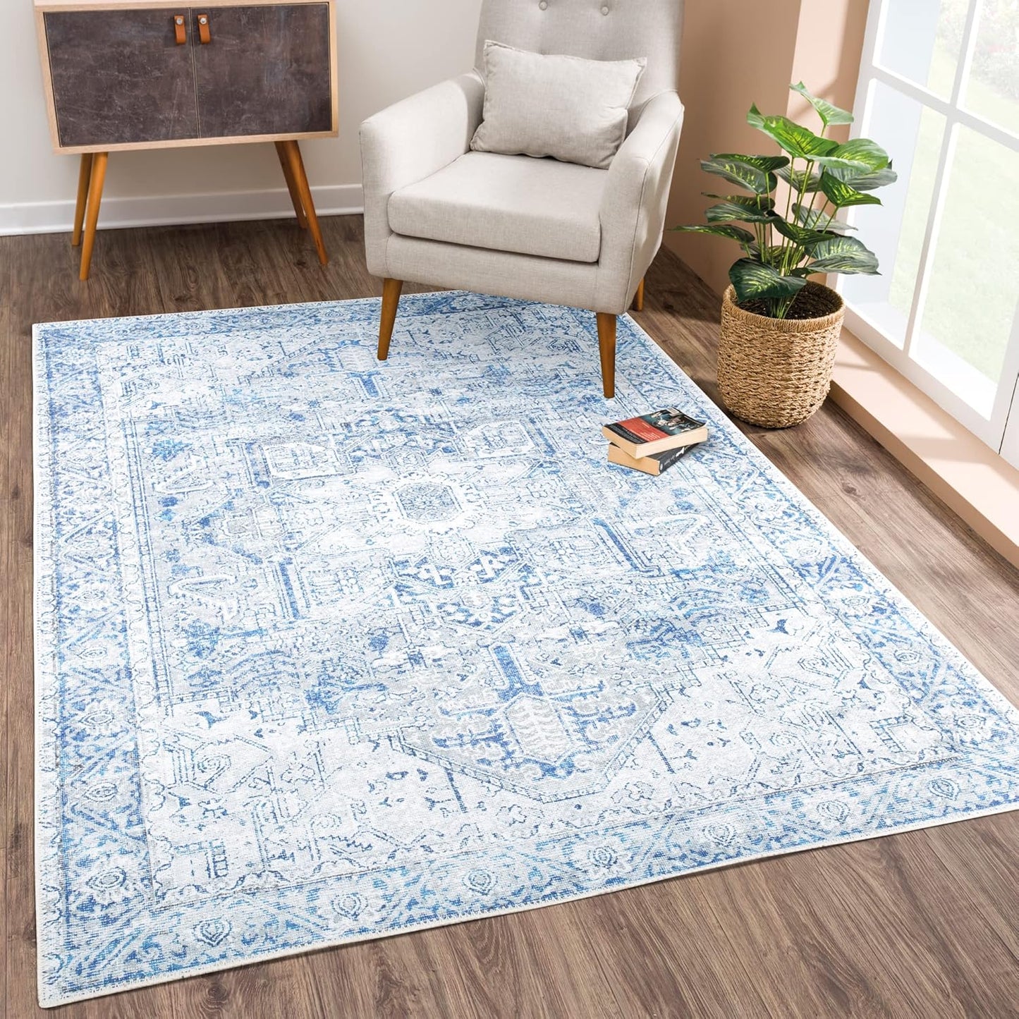 Bloom Rugs Washable Non-Slip 9ft x 12ft Blue/Gray Area Rug