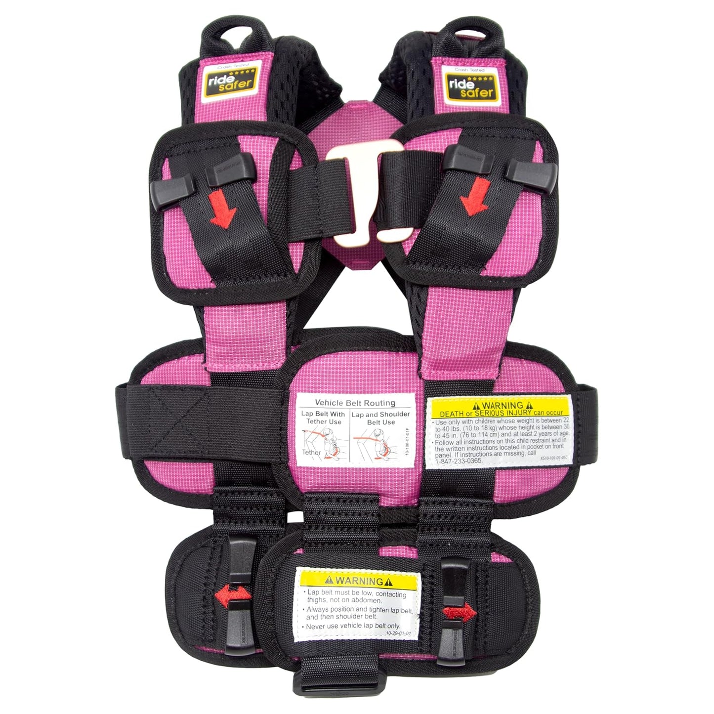 RideSafer Extra Small Pink Portable Car Seat for Travel Safety