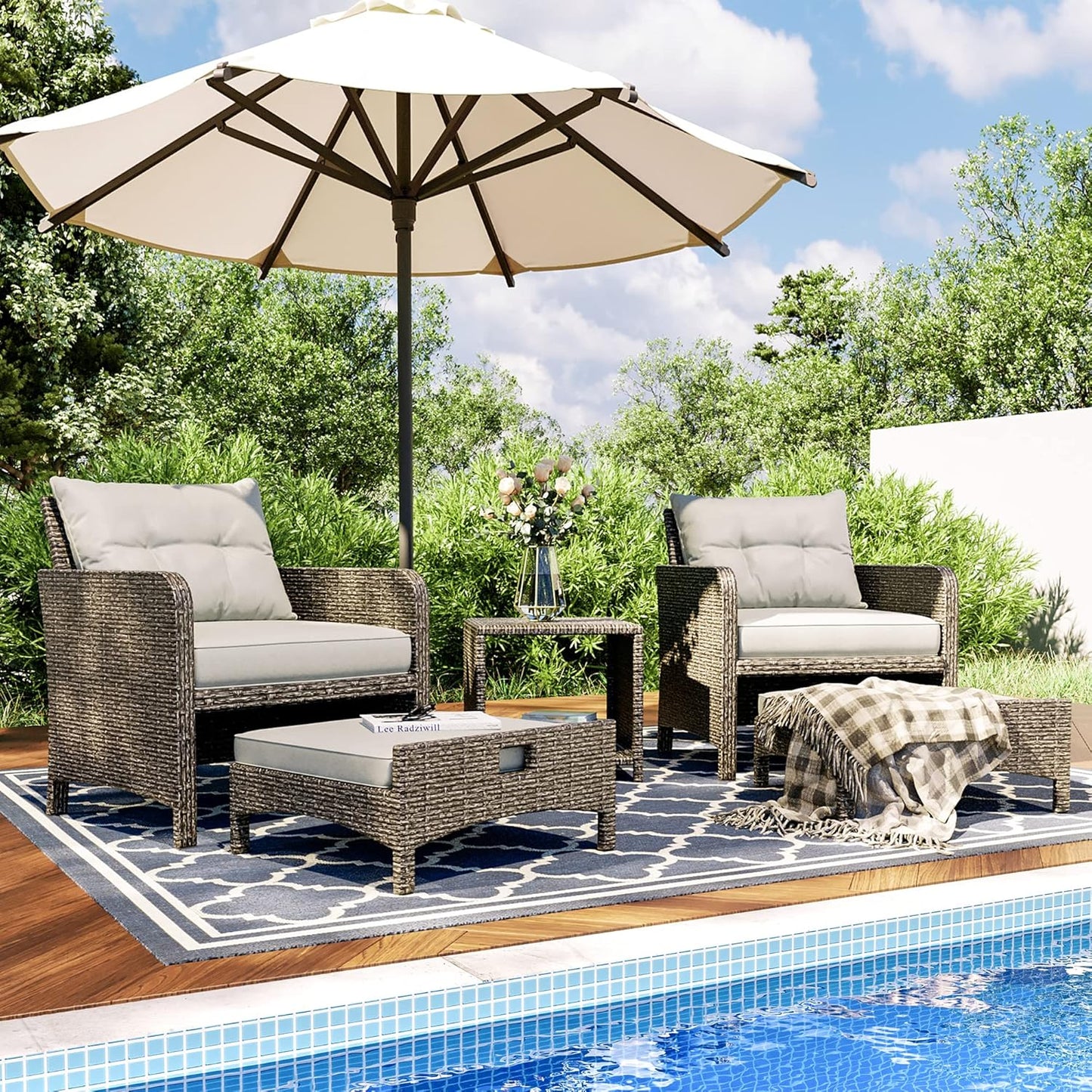 Pamapic 5 Pieces Wicker Patio Furniture Set for Outdoor Relaxation