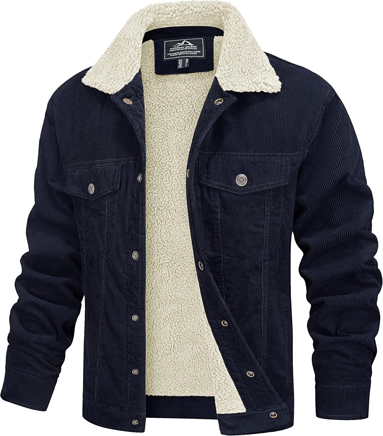MAGCOMSEN Men's Corduroy Jacket with Sherpa Lining for Winter