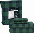 King Size Cotton Flannel Sheets Buffalo Checks Green - Brushed
