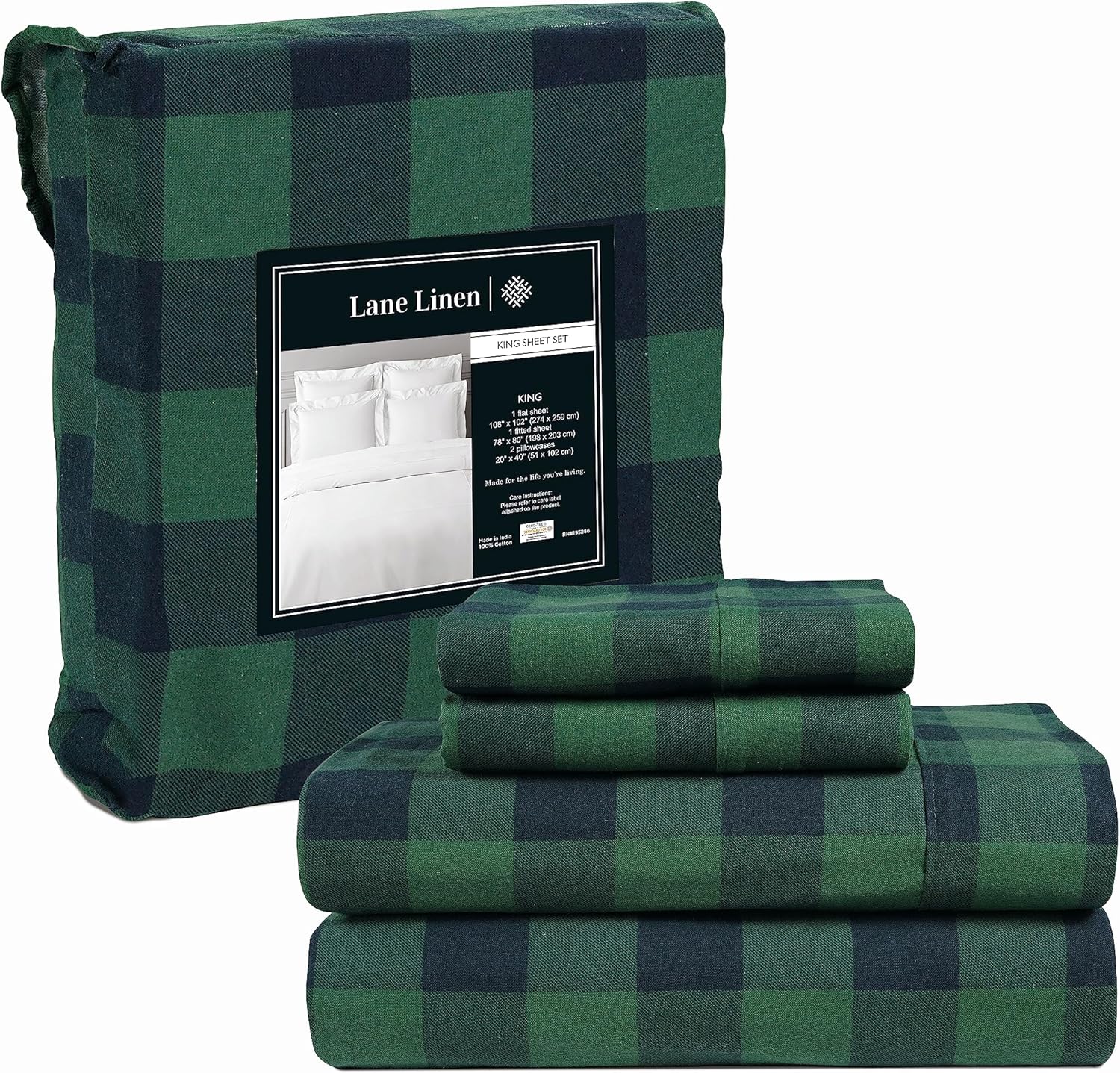 LANE LINEN King Size Flannel Sheets Set for Cozy Comfort