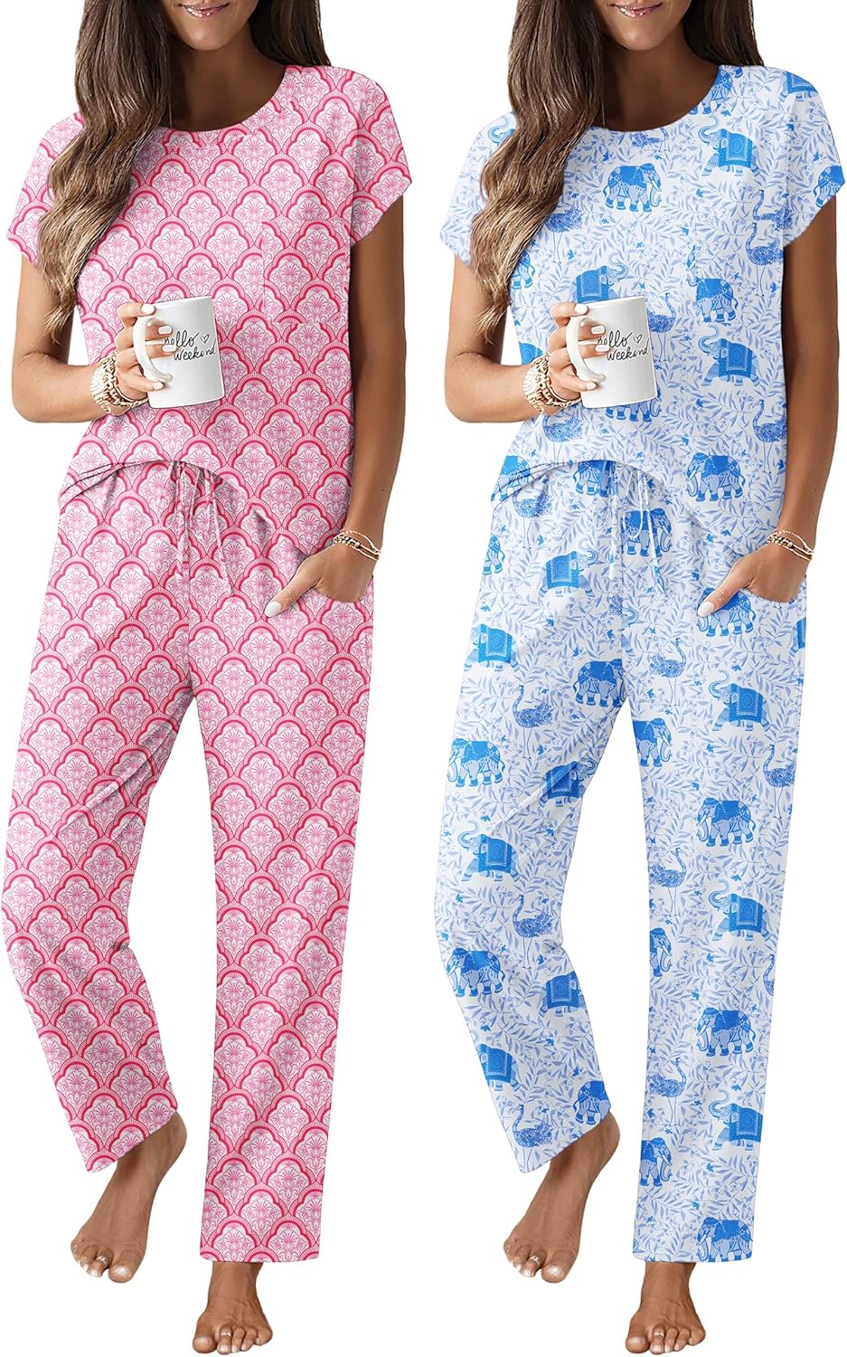 Ekouaer Pajamas for Women Set Soft Sleepwear with Pockets