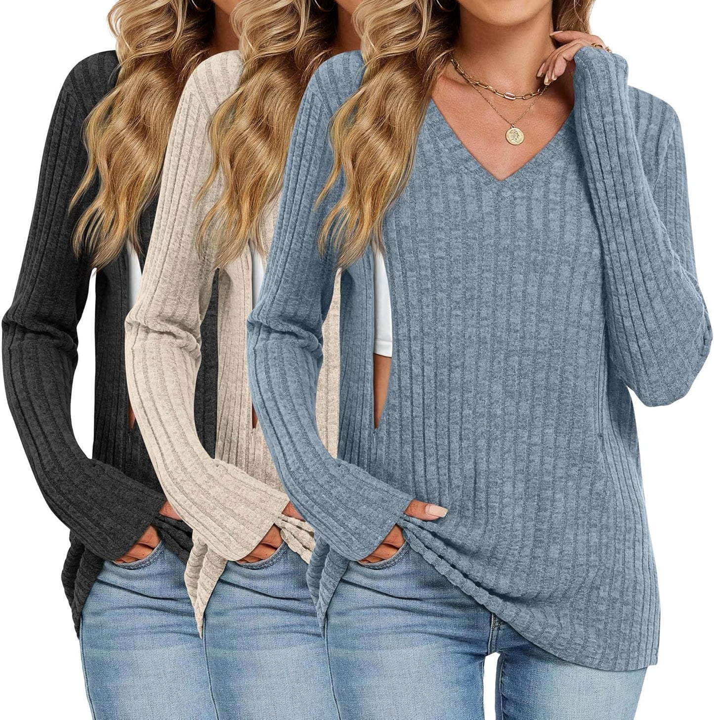 3 Pack Women's Maternity Nursing Tops for Comfortable Feeding