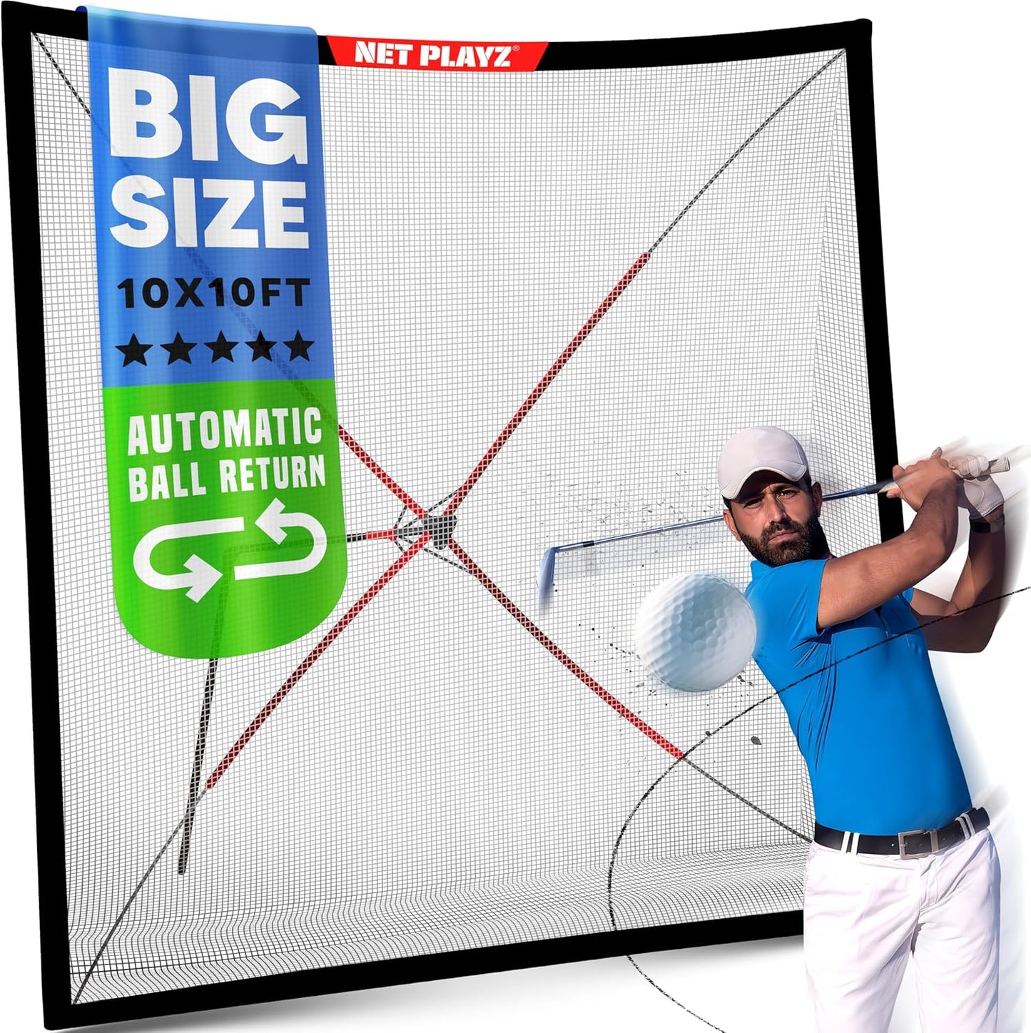 NET PLAYZ Golf Return Net - Quick Setup, Multi-Angle Adjust