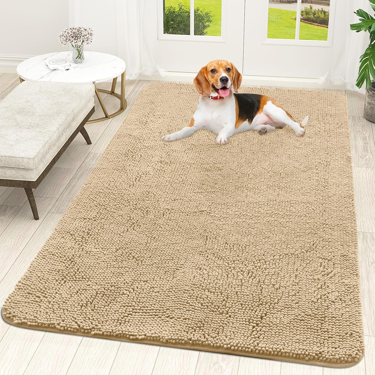 OLANLY Dog Door Mat for Muddy Paws - Absorbent Chenille Mat