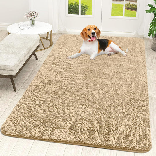 OLANLY Dog Door Mat for Muddy Paws - Absorbent Chenille Mat