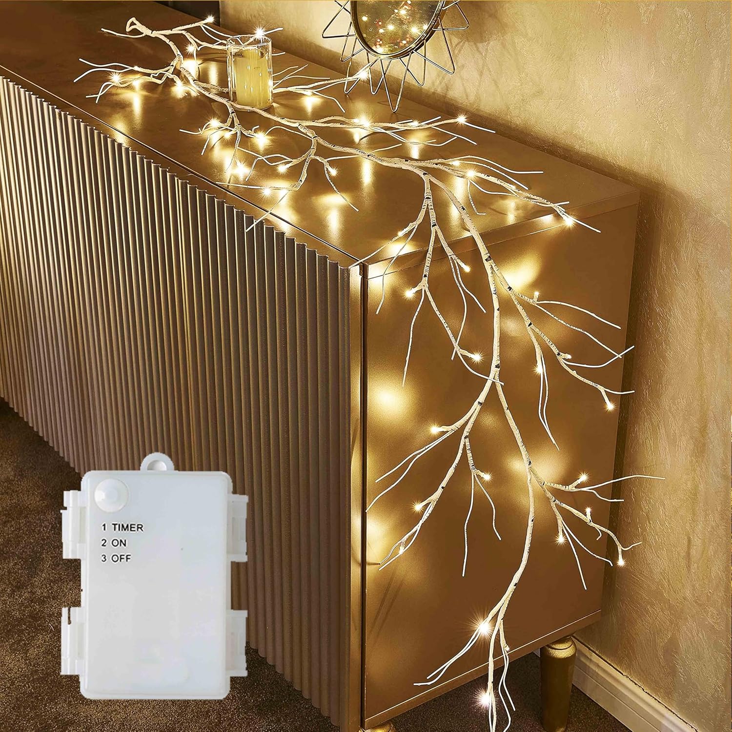 Hairui Birch Garland with Lights 6FT for Holiday Decor